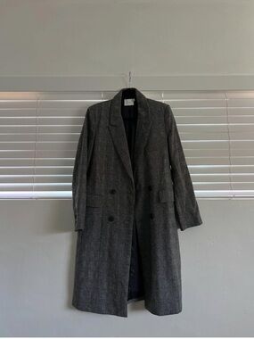 Lush Gray Double-Breasted Trench Coat